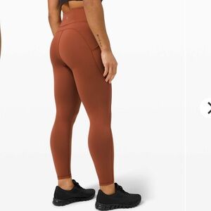 Lululemon Dark Terracotta High-Rise Tights-25"-With Pockets minor callout